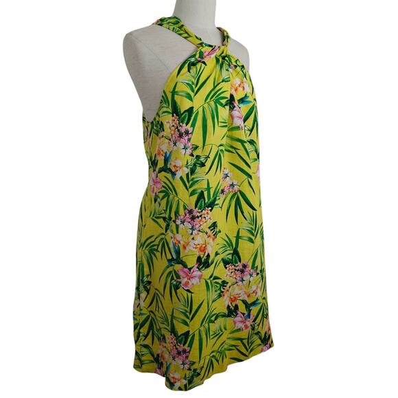 Tommy Bahama Floral Print Halter Dress Size Large Linen Twist Front Tropical - Picture 4 of 10